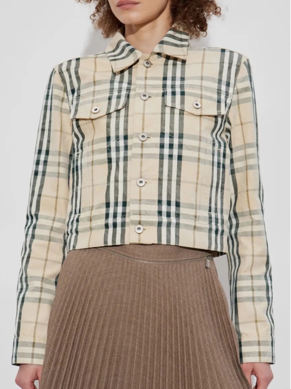 Burberry Grain IP Check Denim Jacket New w tag! Size 4 Made in Italy